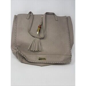 Big Buddha Tote Bag Purse Handbag Beige Tassel Large WhipStitch Boho
